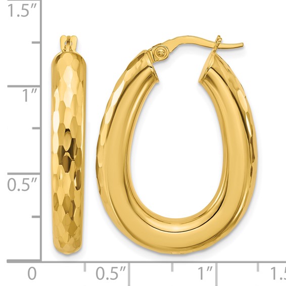 Leslie's 14K Polished and Diamond-cut Oval Hoop Earrings
