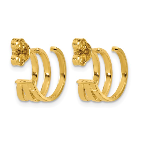 Leslie's 14K Polished 3-row Post J-hoop Earrings