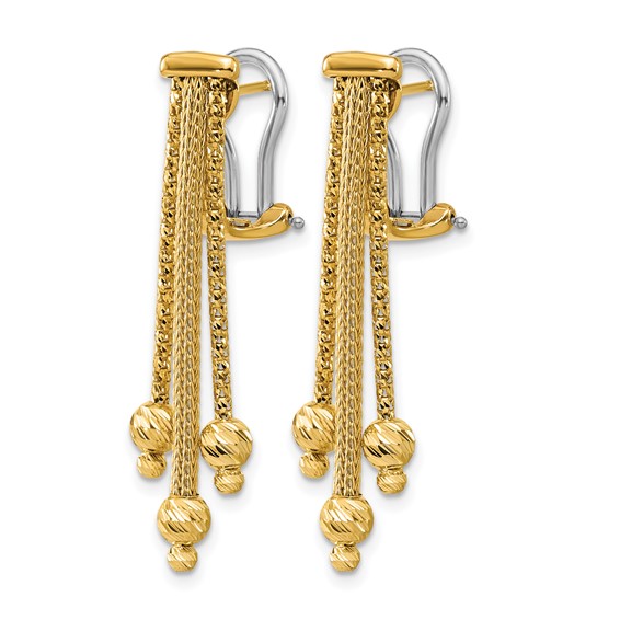 Leslie's 14K Polish/Texture/Dia-cut Fancy Dangle Omega Earrings
