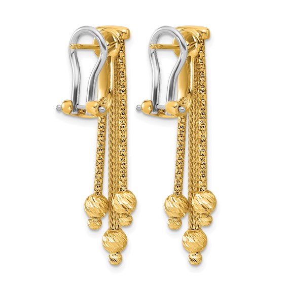 Leslie's 14K Polish/Texture/Dia-cut Fancy Dangle Omega Earrings