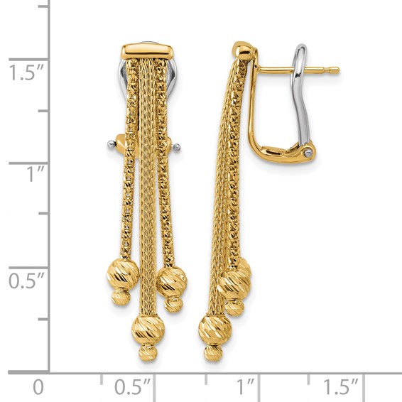 Leslie's 14K Polish/Texture/Dia-cut Fancy Dangle Omega Earrings