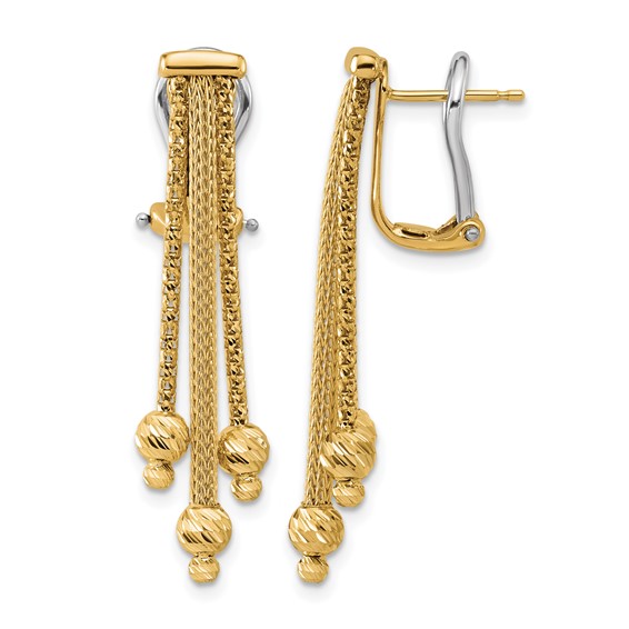 Leslie's 14K Polish/Texture/Dia-cut Fancy Dangle Omega Earrings