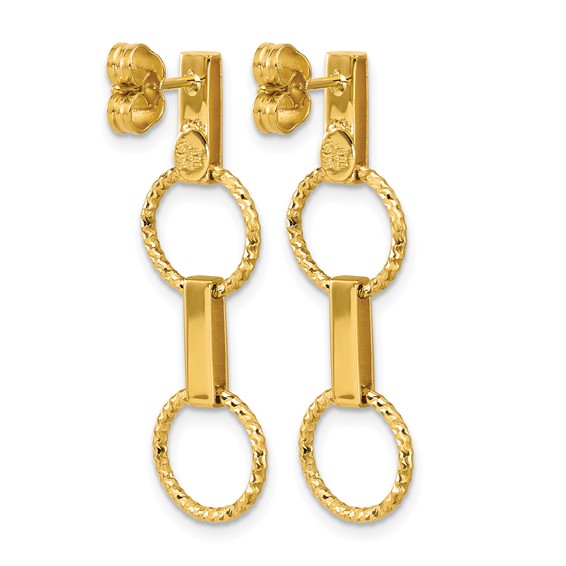 Leslie's 14K Polished and Diamond-cut Circle Dangle Post Earrings