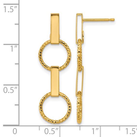 Leslie's 14K Polished and Diamond-cut Circle Dangle Post Earrings