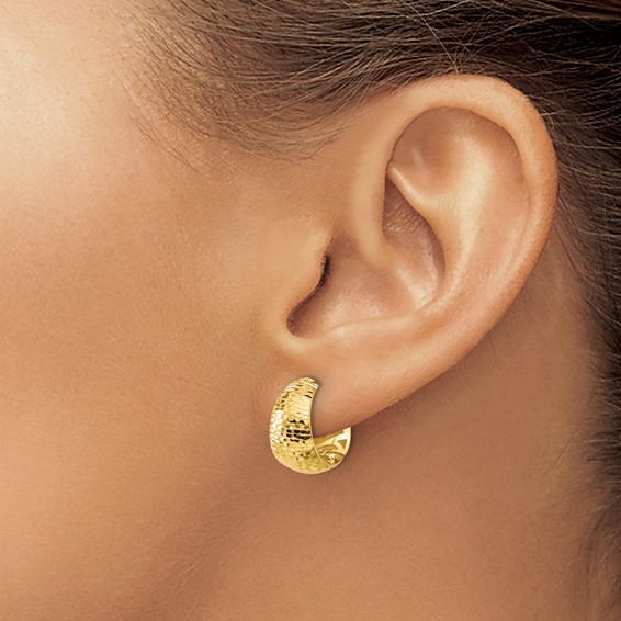 Leslie's 14K Polished and Diamond-cut Huggie Hoop Earrings