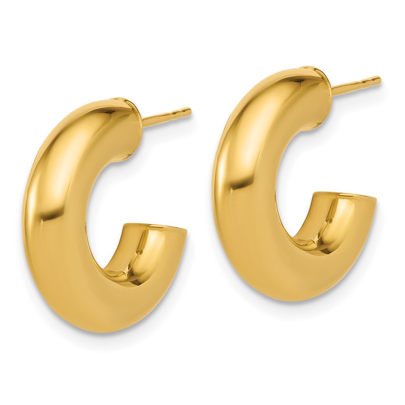 14K Polished J-Hoop Post Earrings