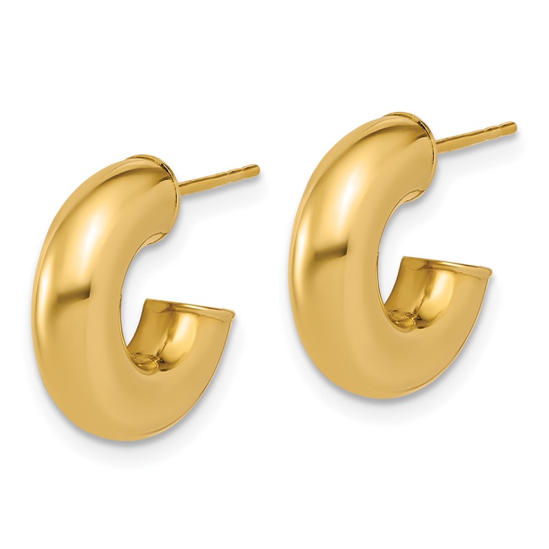 14K Polished J-Hoop Post Earrings