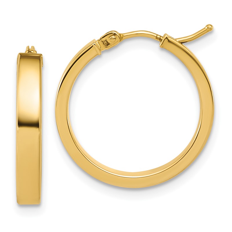 14K Polished Square Tube Round Hoop Earrings