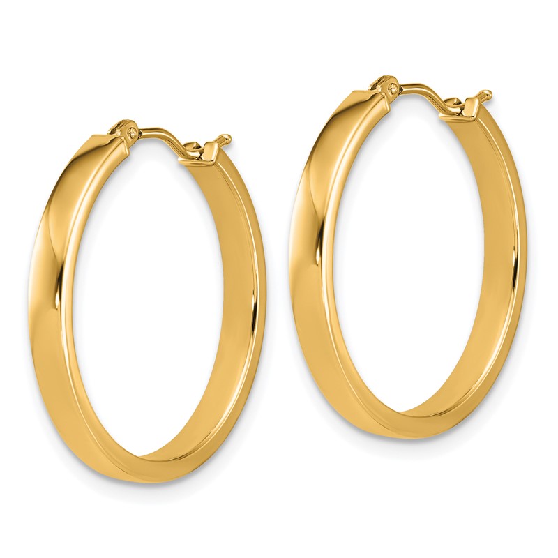 14K Polished Square Tube Round Hoop Earrings