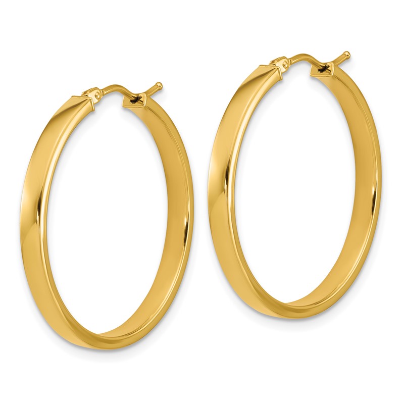 14K Polished Square Tube Round Hoop Earrings