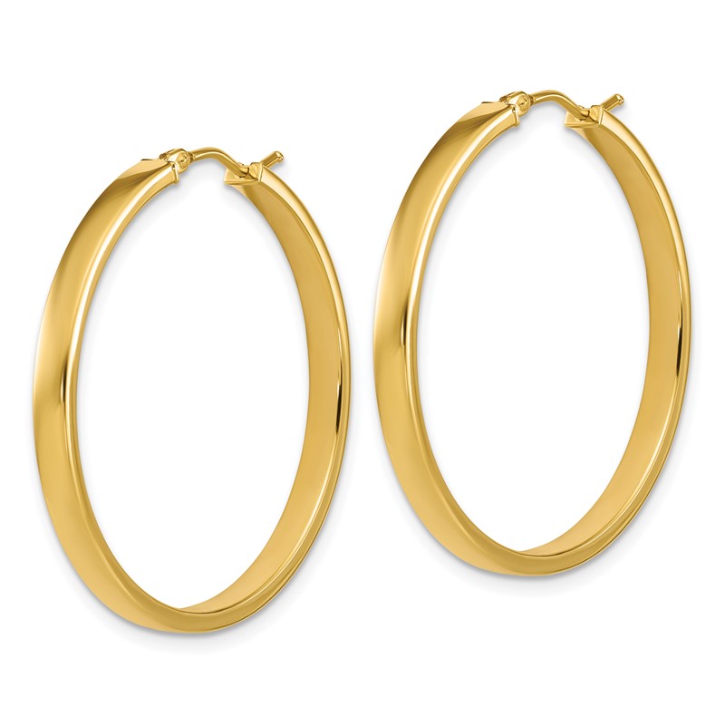 14K Polished Square Tube Round Hoop Earrings