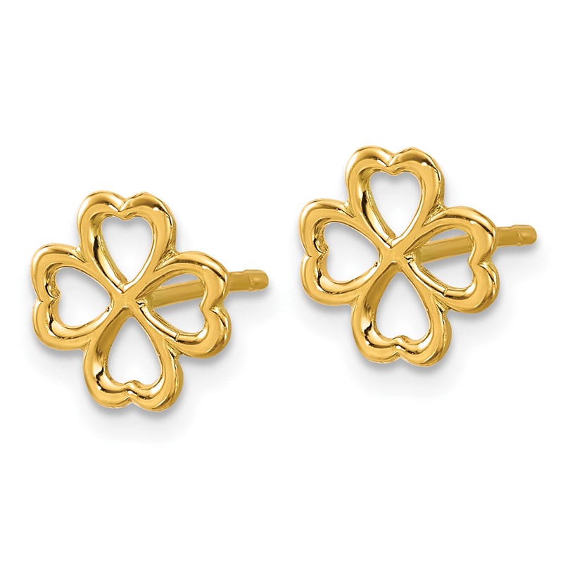 14K Polished 4-Leaf Clover Post Earrings