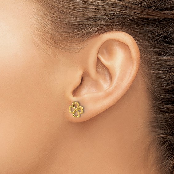 Leslie's 14K Polished 4-Leaf Clover Post Earrings