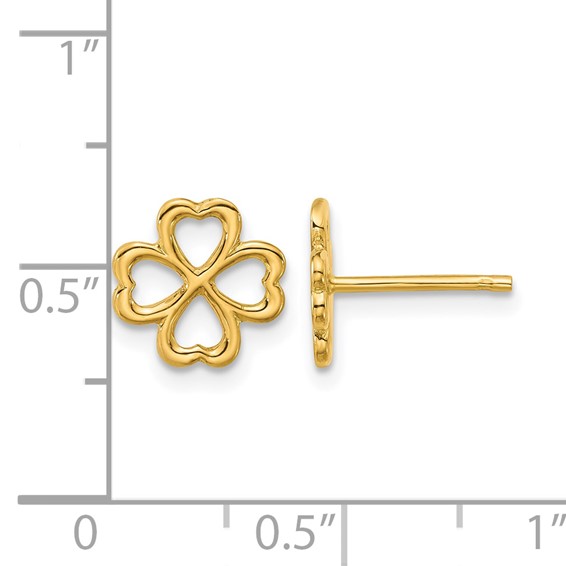 Leslie's 14K Polished 4-Leaf Clover Post Earrings