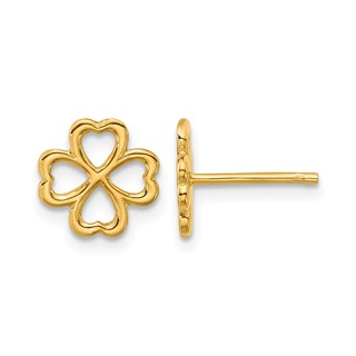 Leslie's 14K Polished 4-Leaf Clover Post Earrings