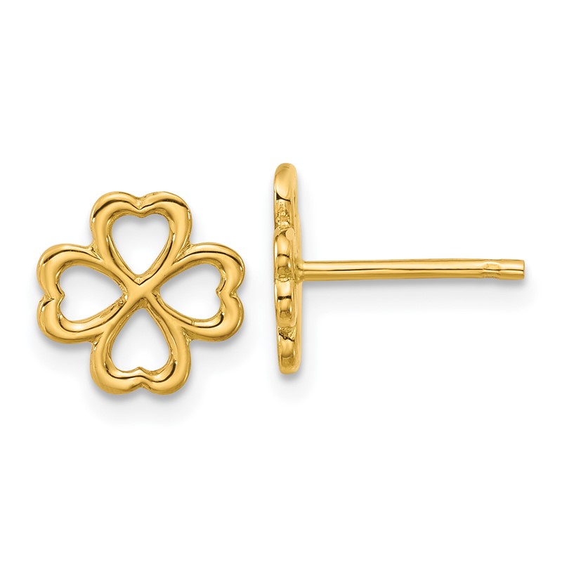14K Polished 4-Leaf Clover Post Earrings
