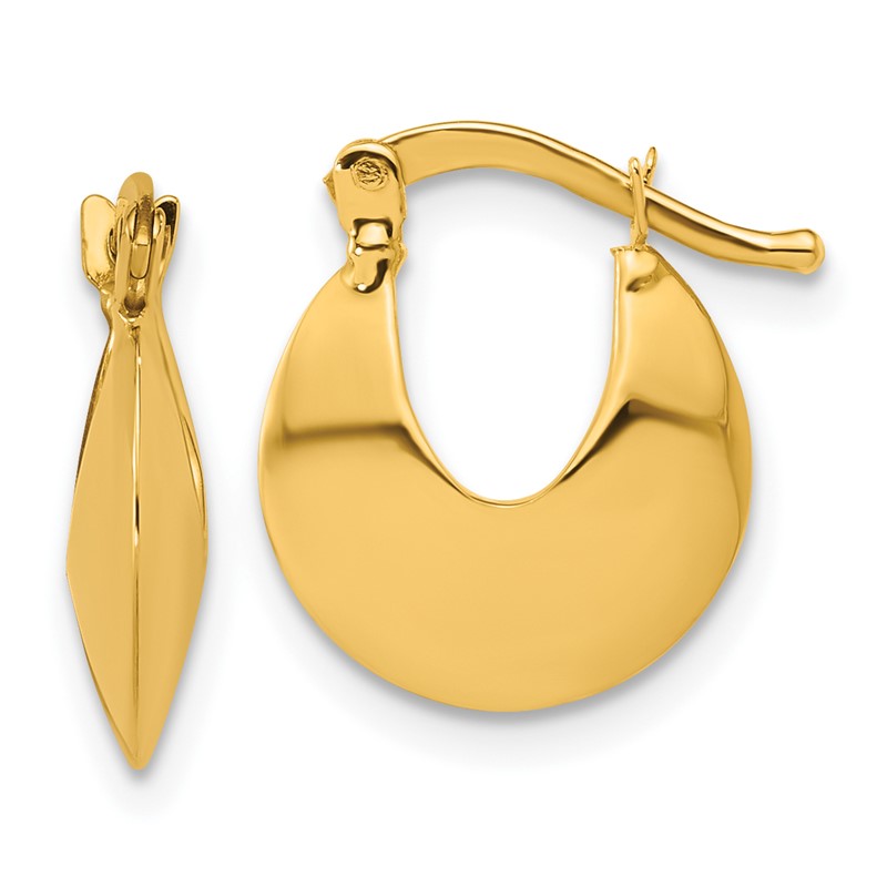 14K Polished Round Hoop Earrings