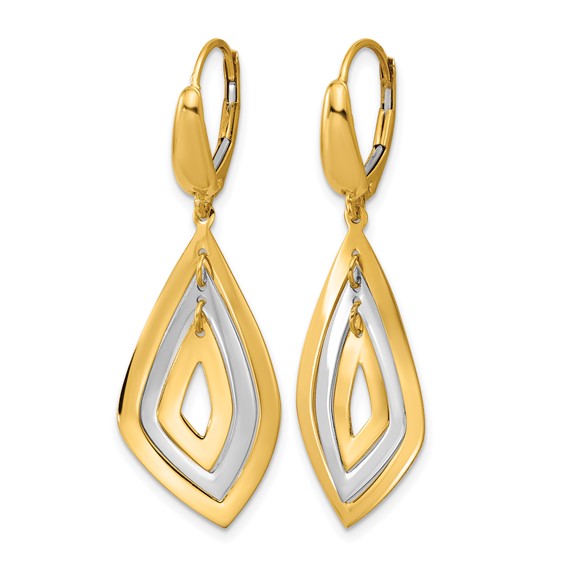 Leslie's 14K Two-tone Polished Dangle Leverback Earrings
