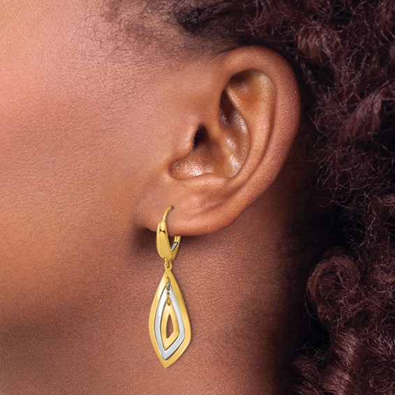 Leslie's 14K Two-tone Polished Dangle Leverback Earrings