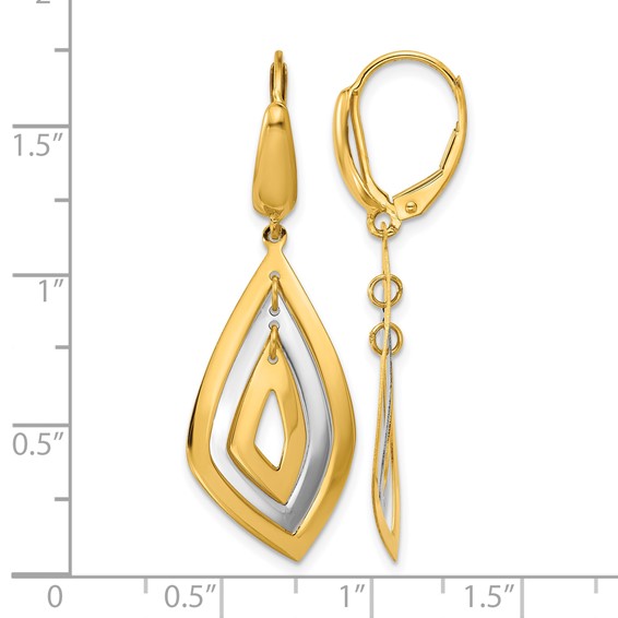 Leslie's 14K Two-tone Polished Dangle Leverback Earrings