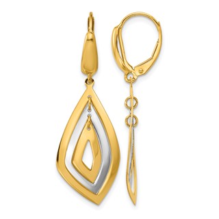 Leslie's 14K Two-tone Polished Dangle Leverback Earrings