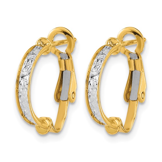 Leslie's 14K Two-tone Polished / Diamond-cut Omega Back Earrings