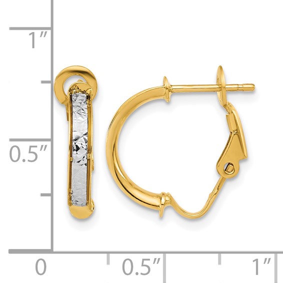 Leslie's 14K Two-tone Polished / Diamond-cut Omega Back Earrings