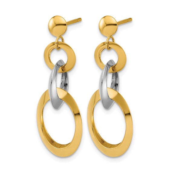 Leslie's 14K Two-tone Polished Circle Link Dangle Post Earrings