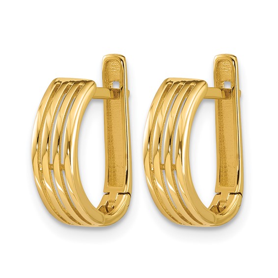 Leslie's Gold Polished and Grooved Hinged Hoop Earrings