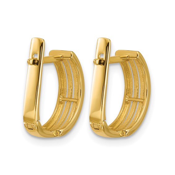 Leslie's Gold Polished and Grooved Hinged Hoop Earrings