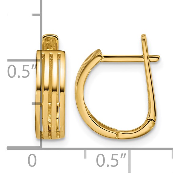 Leslie's Gold Polished and Grooved Hinged Hoop Earrings