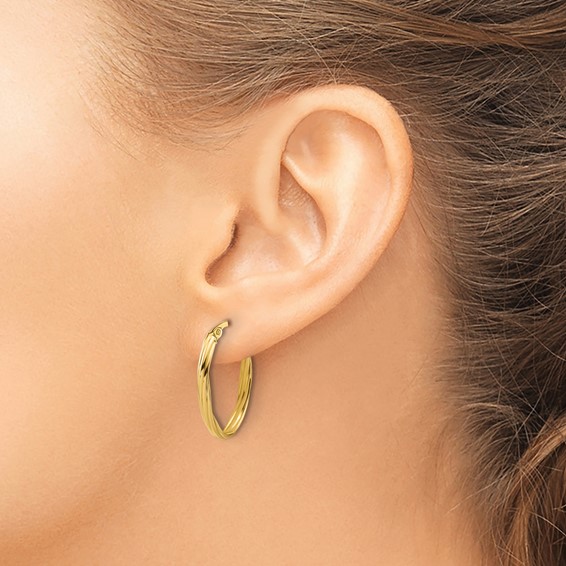 Leslie's Gold Polished and Twisted Hoop Earrings