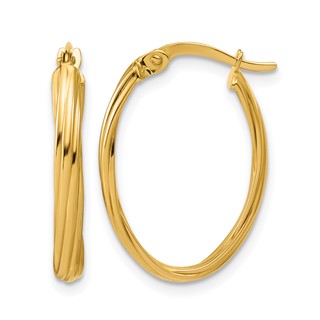 Leslie's Gold Polished and Twisted Hoop Earrings