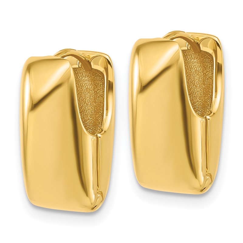 14K Polished Puff Oval Hinged Hoop Earrings