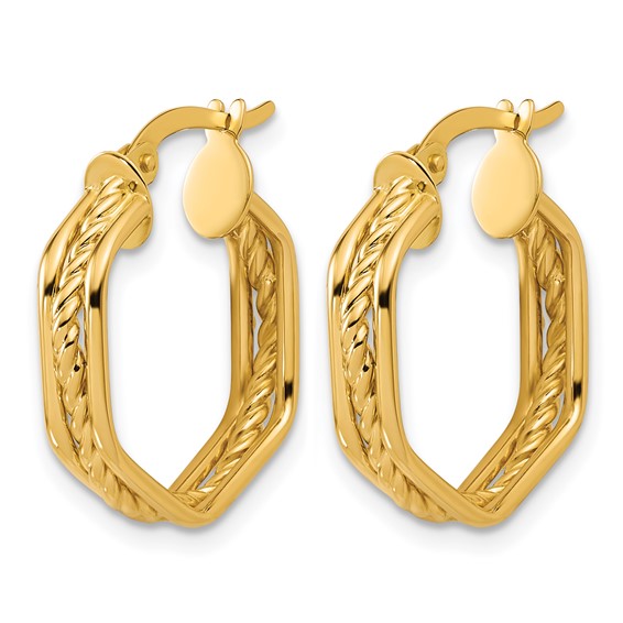 Leslie's Gold Polished and Grooved Hoop Earrings