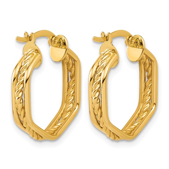 Leslie's Gold Polished and Grooved Hoop Earrings