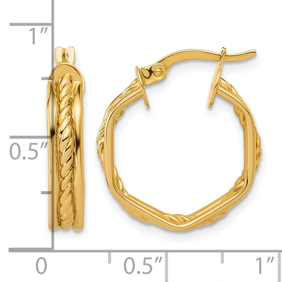 Leslie's Gold Polished and Grooved Hoop Earrings