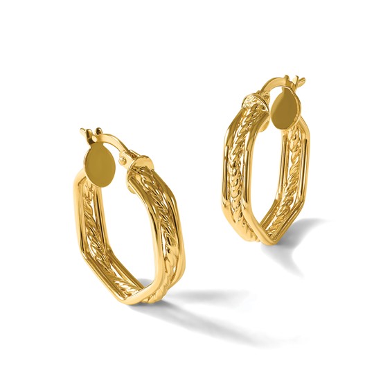 Leslie's Gold Polished and Grooved Hoop Earrings