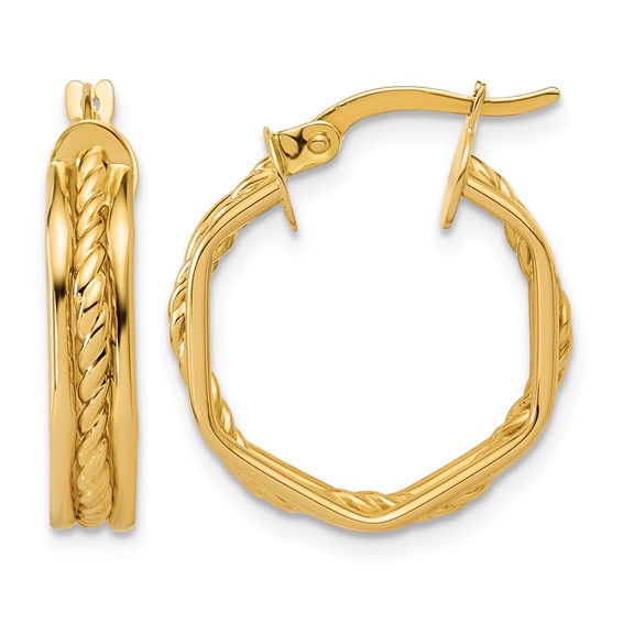 Leslie's Gold Polished and Grooved Hoop Earrings