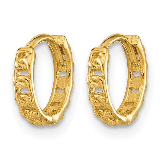 Leslie's 14K Polished Curb Link Round Hinged Hoop Earrings
