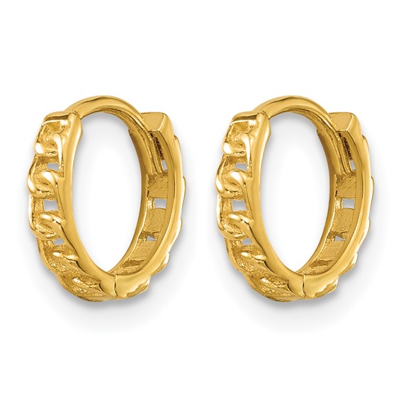 Leslie's 14K Polished Curb Link Round Hinged Hoop Earrings