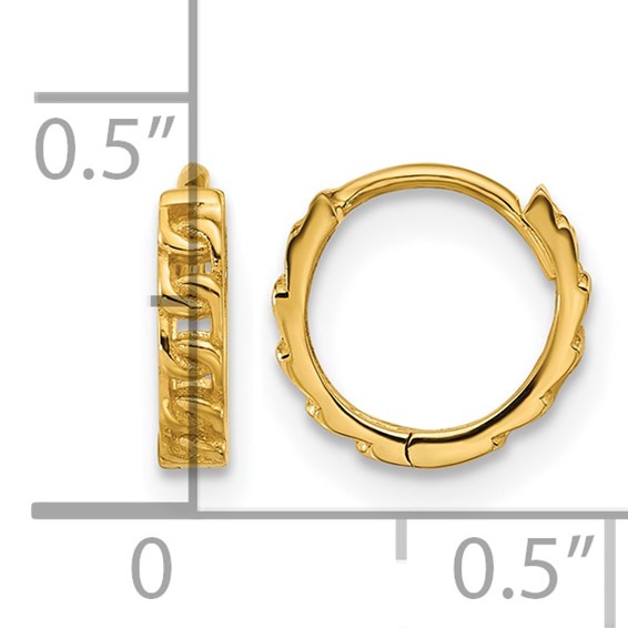 Leslie's 14K Polished Curb Link Round Hinged Hoop Earrings