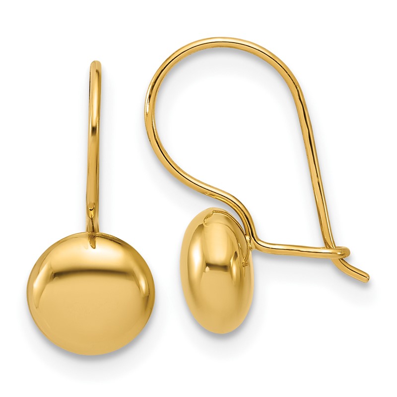 14K Polished Drop Button Earrings
