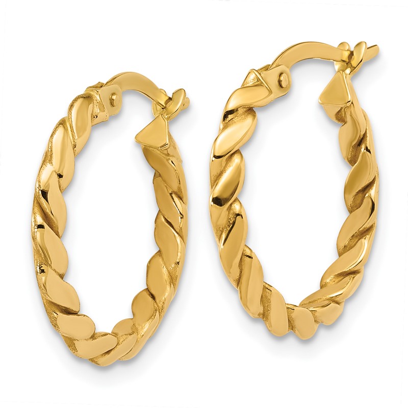 14K Polished Twisted Round Hoop Earrings