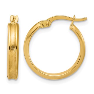 Leslie's Gold Polished and Grooved Hoop Earrings