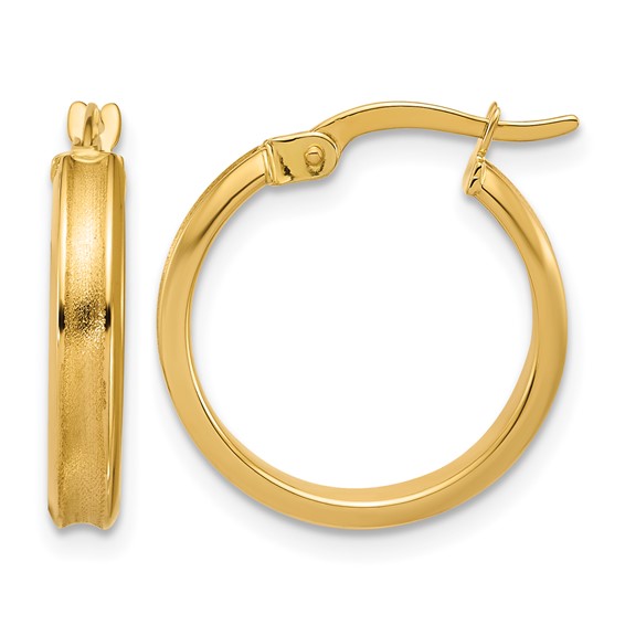 Leslie's Gold Polished and Grooved Hoop Earrings