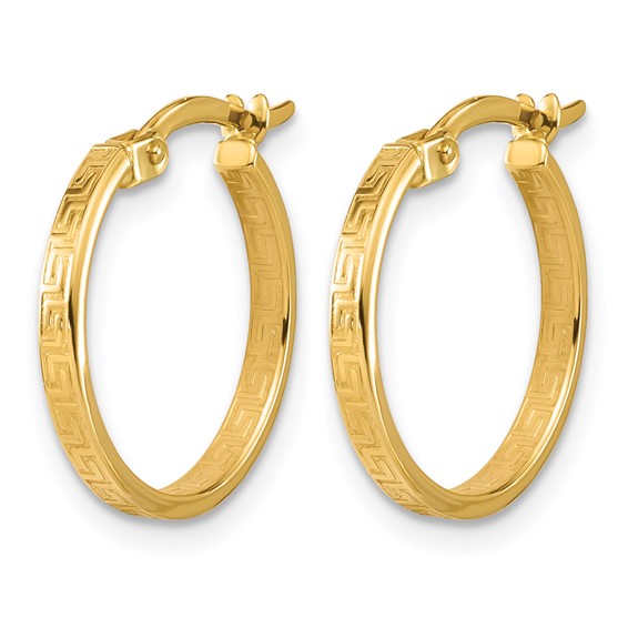 Leslie's Gold Polished Greek Key Hoop Earrings