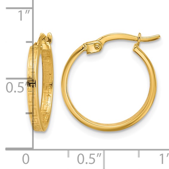 Leslie's Gold Polished Greek Key Hoop Earrings