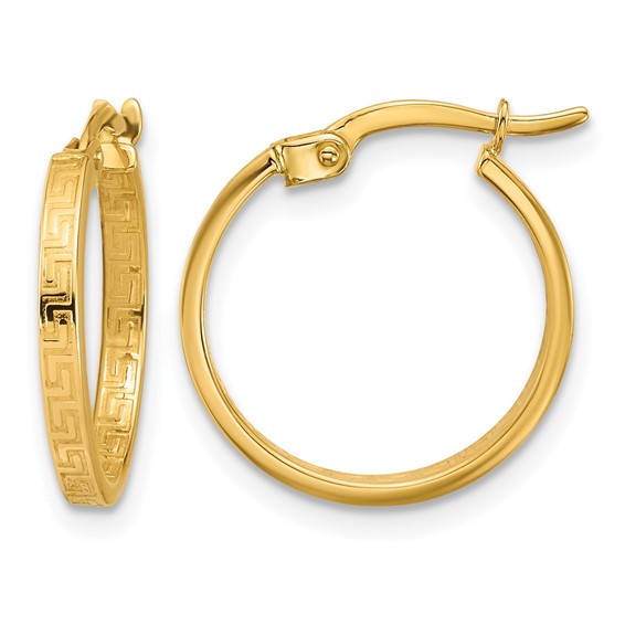 Leslie's Gold Polished Greek Key Hoop Earrings