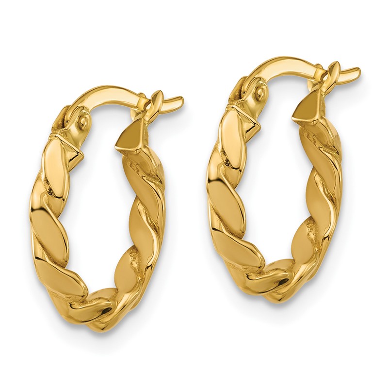14K Polished Twisted Round Hoop Earrings